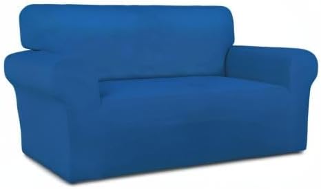 PureFit Super Stretch Sofa Slipcover – Spandex Non Slip Soft Couch Sofa Cover, Washable Furniture Protector with Non Skid Foam and Elastic Bottom for Kids, Pets (Loveseat, Classic Blue)