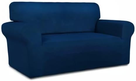PureFit Super Stretch Sofa Slipcover – Spandex Non Slip Soft Couch Sofa Cover, Washable Furniture Protector with Non Skid Foam and Elastic Bottom for Kids, Pets (Loveseat, Navy)
