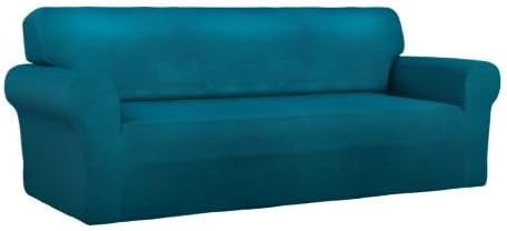 PureFit Super Stretch Sofa Slipcover – Spandex Non Slip Soft Couch Sofa Cover, Washable Furniture Protector with Non Skid Foam and Elastic Bottom for Kids, Pets (Sofa, Peacock Blue)
