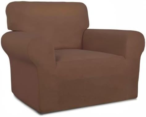 PureFit Super Stretch Chair Sofa Slipcover – Spandex Non Slip Soft Couch Sofa Cover, Washable Furniture Protector with Non Skid Foam and Elastic Bottom for Kids, Pets (Chair, Brown)