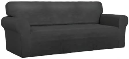 PureFit Super Stretch Sofa Slipcover – Spandex Non Slip Soft Couch Sofa Cover, Washable Furniture Protector with Non Skid Foam and Elastic Bottom for Kids, Pets (Sofa, Dark Gray)