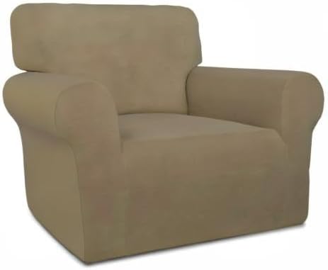 PureFit Super Stretch Chair Sofa Slipcover – Spandex Non Slip Soft Couch Sofa Cover, Washable Furniture Protector with Non Skid Foam and Elastic Bottom for Kids, Pets (Chair, Tan)