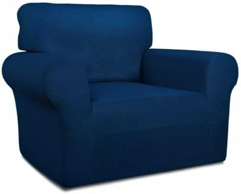 PureFit Super Stretch Chair Sofa Slipcover – Spandex Non Slip Soft Couch Sofa Cover, Washable Furniture Protector with Non Skid Foam and Elastic Bottom for Kids, Pets (Chair, Navy)