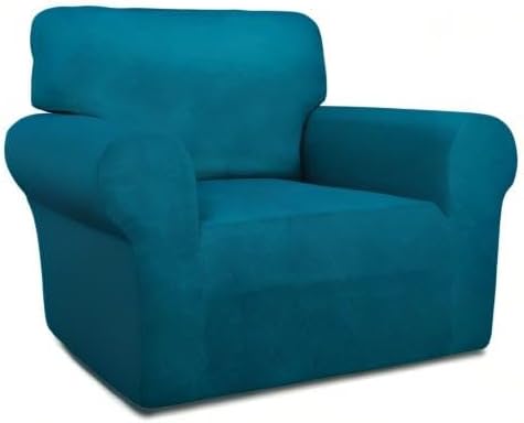 PureFit Super Stretch Chair Sofa Slipcover – Spandex Non Slip Soft Couch Sofa Cover, Washable Furniture Protector with Non Skid Foam and Elastic Bottom for Kids, Pets (Chair, Peacock Blue)