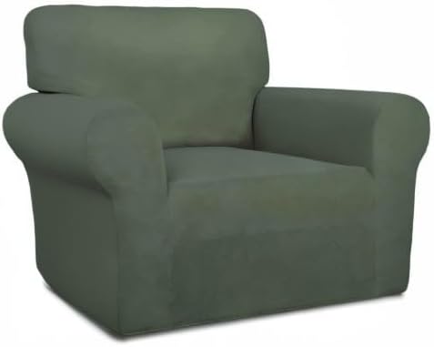 PureFit Super Stretch Chair Sofa Slipcover – Spandex Non Slip Soft Couch Sofa Cover, Washable Furniture Protector with Non Skid Foam and Elastic Bottom for Kids, Pets (Chair, Grayish Green)