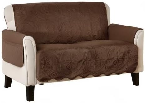 Great Bay Home Reversible Loveseat Cover - Washable Slipcover Furniture Protector with Elastic Straps - Perfect for Kids & Pets - Quilted & Stitched Detail (Chocolate/Taupe)