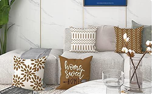 YCOLL Pillow Covers 20x20 Set of 4, Modern Sofa Throw Pillow Cover, Decorative Outdoor Linen Fabric Pillow Case for Couch Bed Car, Light Brown