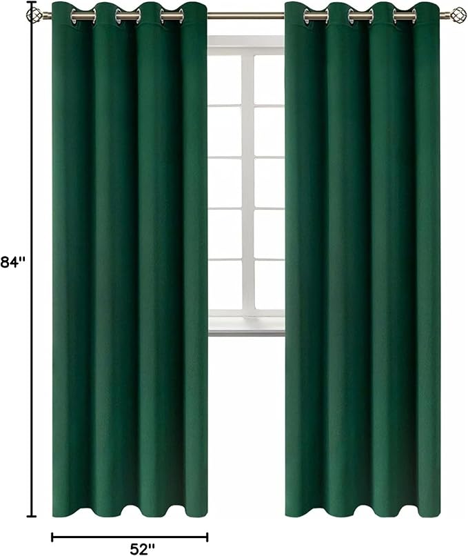 BGment Christmas Blackout Curtains - Grommet Thermal Insulated Room Darkening Bedroom and Living Room Curtains, Set of 2 Decorative Curtain Panels (52 x 84 Inch, Emerald Green)