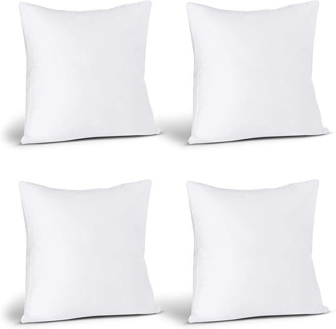 Utopia Bedding Throw Pillows (Set of 4, White) – 17 x 17 Inches Down Alternative Pillows for Bed, Sofa, and Couch - Fluffy Decorative Stuffer Pillow for Indoors & Outdoors