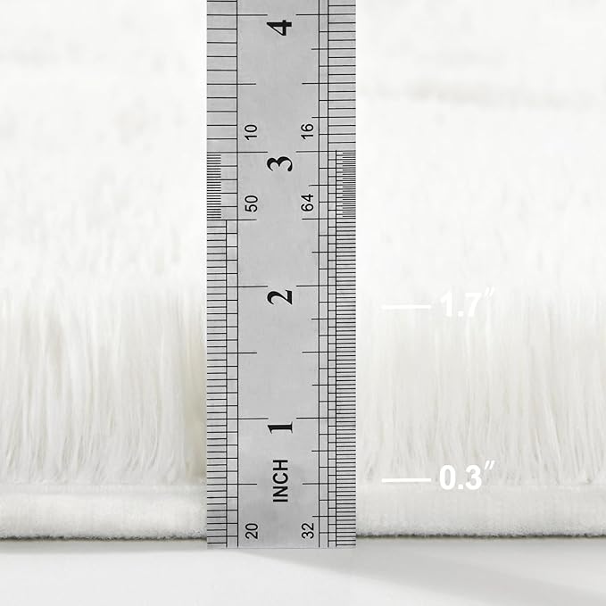 Deerhoo Shag Area Rug, 4 X 6 Plush Fuzzy Rugs for Living Room, Ultra Soft Fluffy Furry Rug for Bedroom, Indoor Carpet Nursery Rugs for Kids Room Home Decor, White