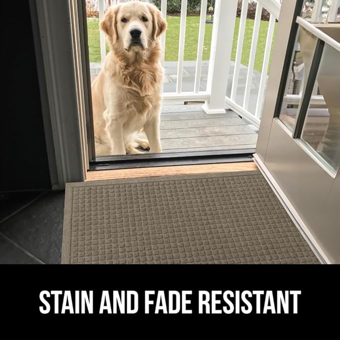 GORILLA GRIP® Ultra Absorbent Front Door Mat Outside Entrance, 47x35, Traps Dirt and Moisture, HydroABSORB Indoor Outdoor Doormat Holds Up to 6 Cups Water, Stain and Fade Resistant Welcome Mat, Beige