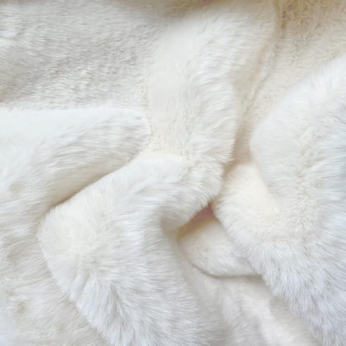 ORINOVA Fuzzy White Machine Washable Runner Faux Rabbit Furry Fur Rugs for Bedroom Plush Runner Rugs for Hallway 2x10 Rectangle Rug Home Décor