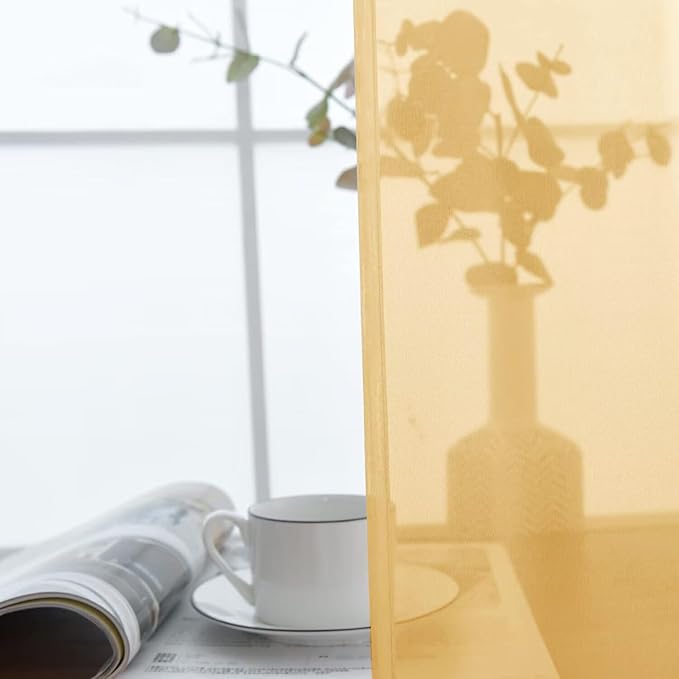 SpaceDresser Basic Rod Pocket Sheer Voile Window Curtain Panels Gold 1 Pair 2 Panels 52 Width 72 Inch Long for Kitchen Bedroom Children Living Room Yard(Gold, 52W x 72L)