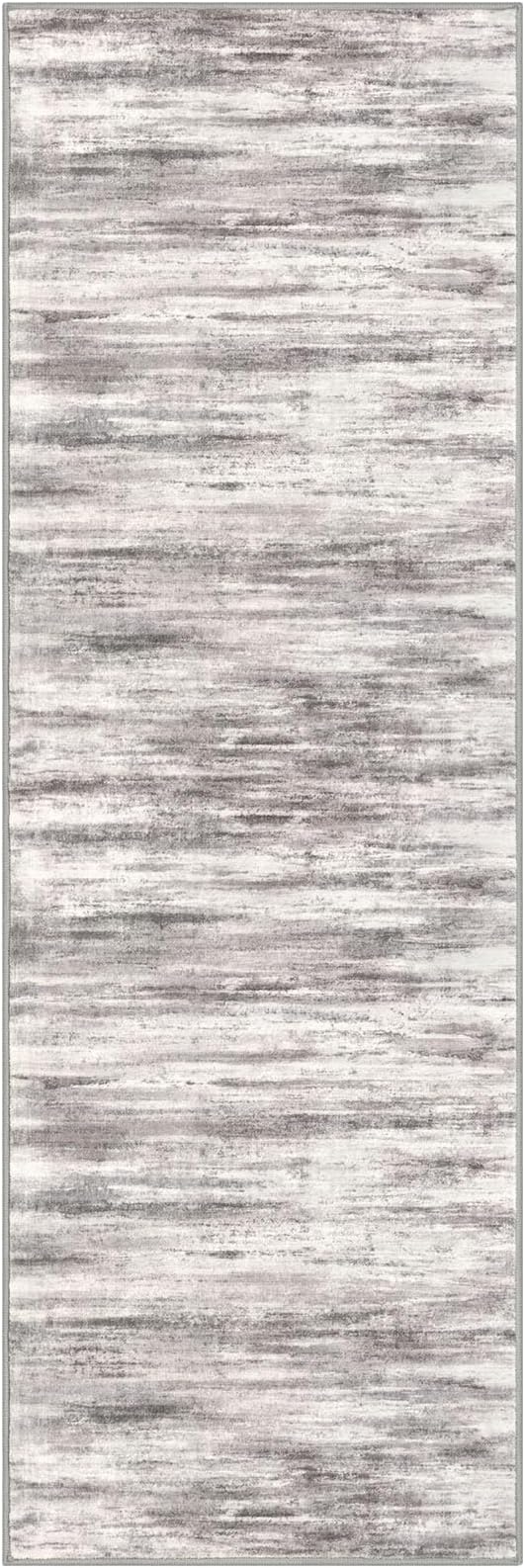 KOZYFLY 3x8 Ft Rug Modern Ombre Runner Rug for Hallway, Washable Kitchen Rugs Non-Slip Soft Striped Entryway Rug, Print Grey/Light Beige/Brown Abstract Carpet for Laundry Nursery