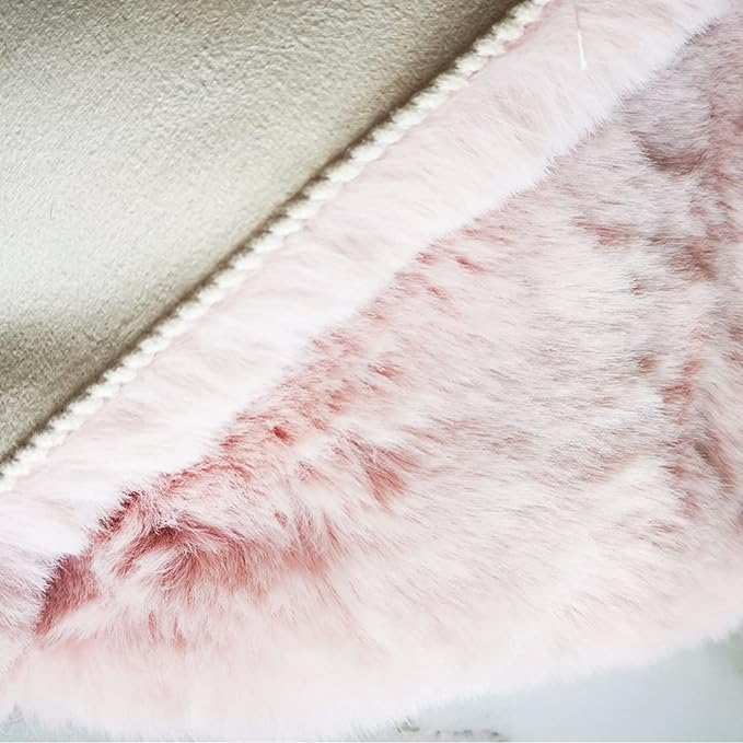 Ghouse Faux Rabbit Fur Round Rug 4ft Pink Round Rugs for Bedroom Decor Fluffy Area Rugs for Living Room, no-Shedding Carpet Sheepskin Washable Rug Rome Decor