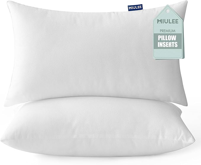 MIULEE Set of 2 Throw Pillow Inserts 12x20 Inches, Nowoven Decorative Pillow Inserts for Living Room