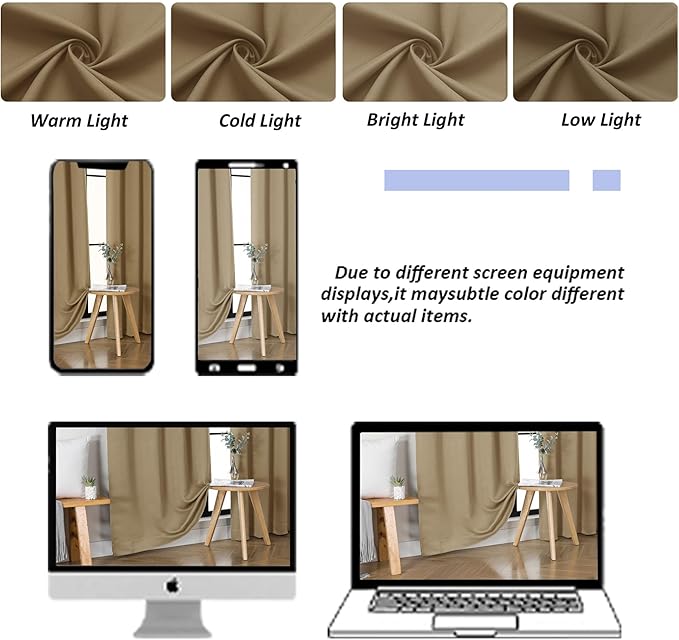 Simplebrand Ava Taupe Blackout Curtains for Bedroom 90 Inches Long 2 Panels Set, Solid Privacy Energy Saving Living Room Window Treatment Curtains Blackout Drapes, W50 x L90 Inch, Taupe