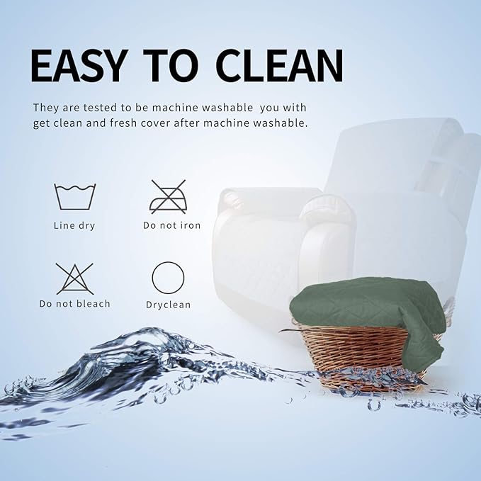 Easy-Going Recliner Sofa Slipcover Reversible Sofa Cover Water Resistant Couch Cover Furniture Protector with Elastic Straps for Pets Kids Children Dog Cat (Recliner, Cyan/Ivory)