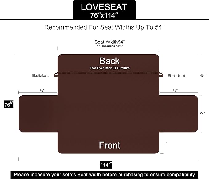 U-NICE HOME Loveseat Sofa Cover Reversible Couch Cover for Dogs with Elastic Straps Water Resistant Furniture Protector for Pets Couch Cover for 2 Cushion Couch (Loveseat, Khaki/Light Grey)