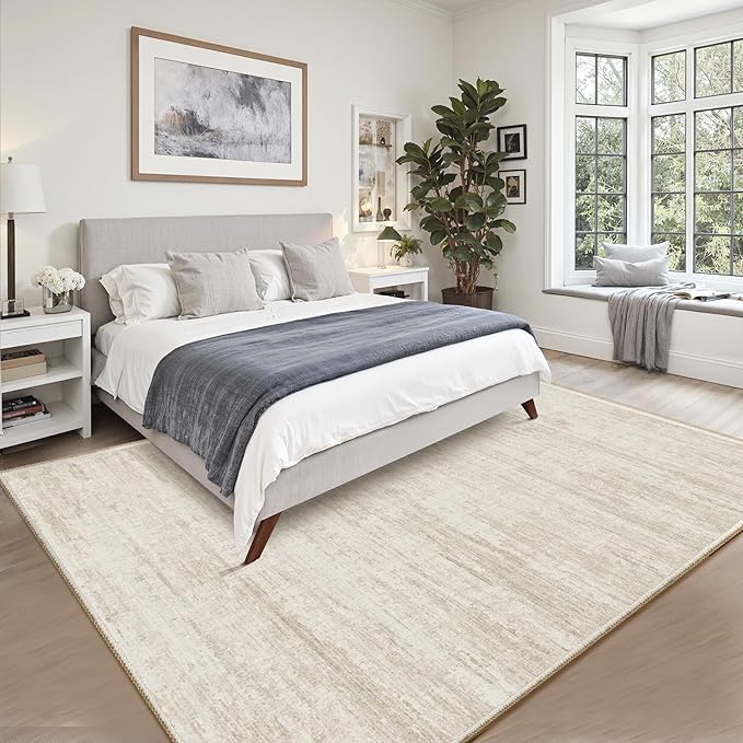 8x10 Area Rugs for Living Room,Modern Abstract Non-Slip Backing Washable Rugs,Soft Thin Large Area Rug,Stain Resistant Carpets for Bedroom Dining Room Home Decor