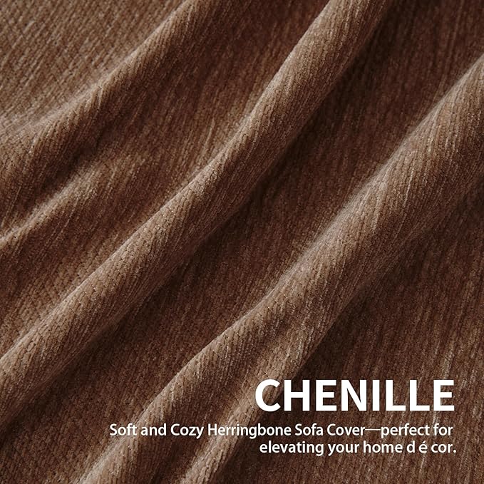 Couch Cover for Dogs, Boho Sofa Covers for 3 Cushion Couch, Chenille Sofa Slipcover for Pets Washable, L-Shape Sectional Couch Loveseat Cover Soft Throw Blankets with Tassels(91x134,Coffee)