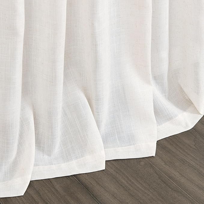 Ivory White Linen Curtains 132 Inch Length for Living Room Light Filtering Semi Sheer Curtain Back Tab Neutral Modern Farmhouse Decor Drapes Floor to Ceiling High Window for Bedroom 52x132, 2 Panels