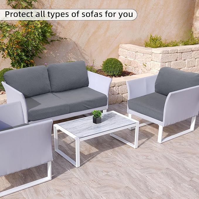 Outdoor Cushion Covers Set,8PCS Patio Furniture Couch Seat Slipcovers, Replacement for Sofa Sectional Chair(Cover,Only)