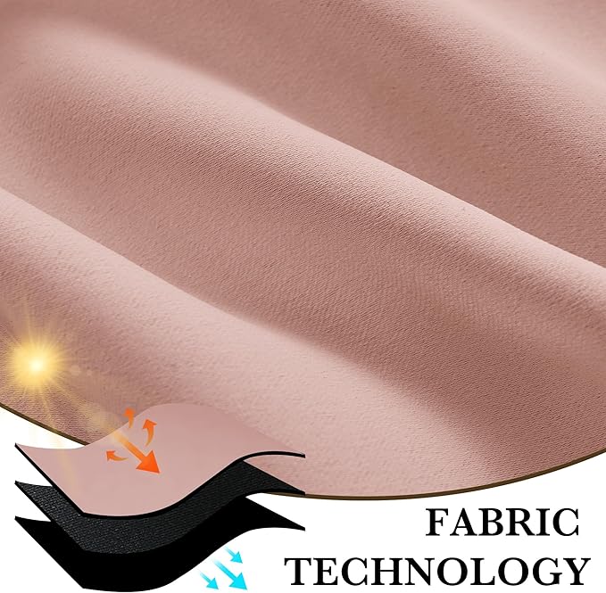 RYB HOME Bedroom Blackout Curtains 72 inches Long, 100% Blackout Thermal Insulated Noise Reducing Curtains for Living Room Nursury, 62 inches Wide by 72 inches Long, Peach Pink