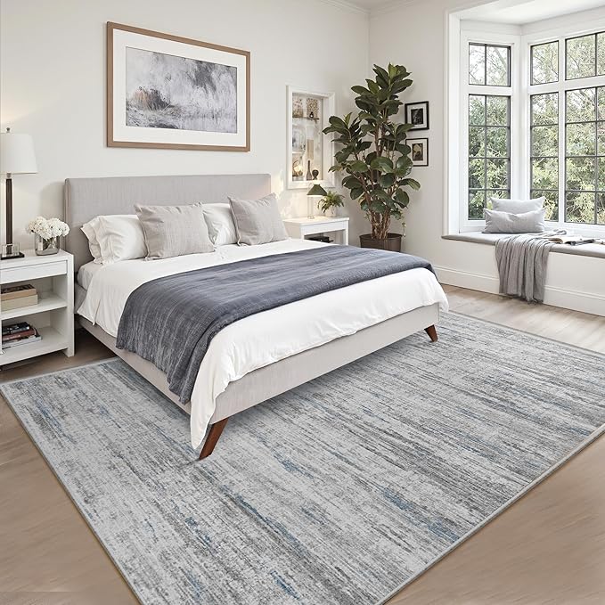 8x10 Area Rugs for Living Room,Modern Abstract Non-Slip Backing Washable Rugs,Soft Thin Large Area Rug,Stain Resistant Carpets for Bedroom Dining Room Home Decor