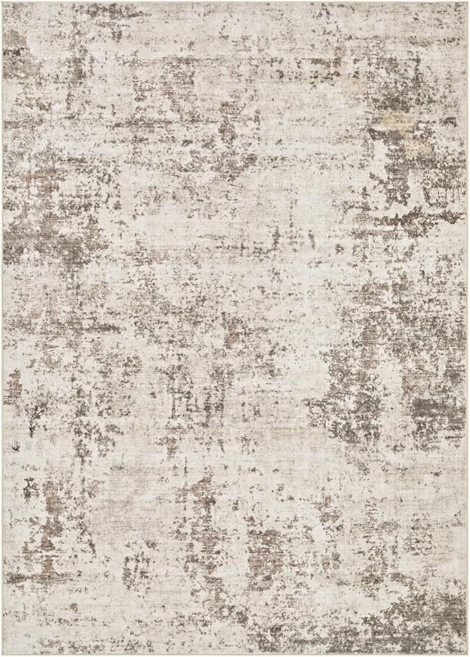 UERMEI 5x7 Area Rug Living Room Rugs - Washable Neutral Modern Abstract Soft Thin Large Rug Indoor Floor No Slip Rug Carpet for Bedroom Under Dining Table Home Office Decor - Dark Brown