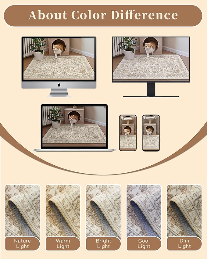 Madane Hallway Runner 3x8, Kitchen Rugs Washable Entryway Rug 8ft Vintage Kitchen Runners Non Slip Indoor Area Rug Farmhouse Carpet Runner for Bathroom Living Room Bedroom (3 X 8, Beige/Blue)