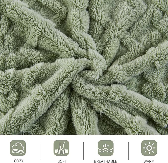 Aganear Flannel Throw Blanket - Cozy Soft Lightweight Fuzzy Blanket for Women Portable Throw Blankets for Couch, Warm Present for Birthday, Christmas, Halloween, Housewarming(50"x60", Sage Green)