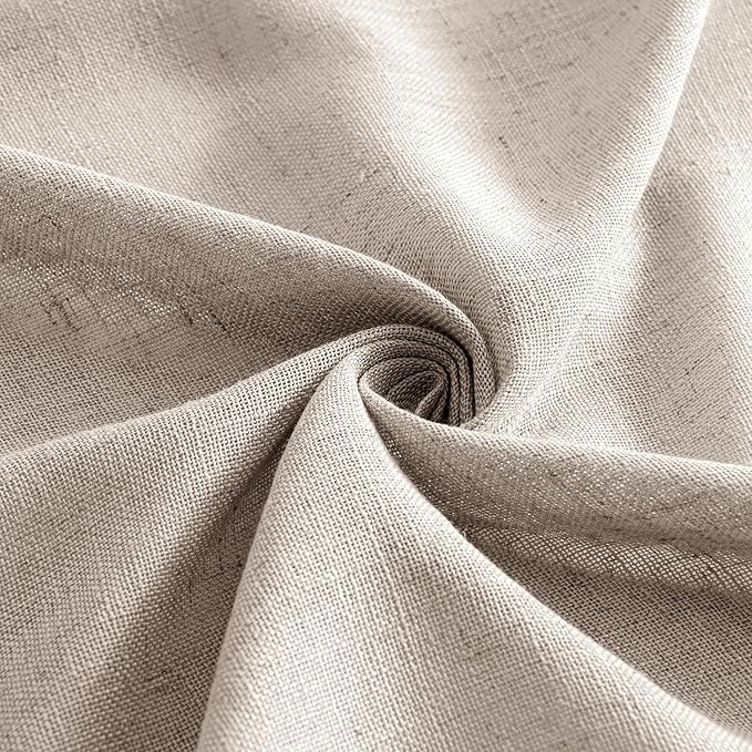 MIULEE Natural Linen Curtains 72 Inch Length 2 Panels for Bedroom Living Room, Soft Linen Textured Window Drapes Semi Sheer Light Filtering Back Tab Rod Pocket Farmhouse Modern Burlap Look Decor