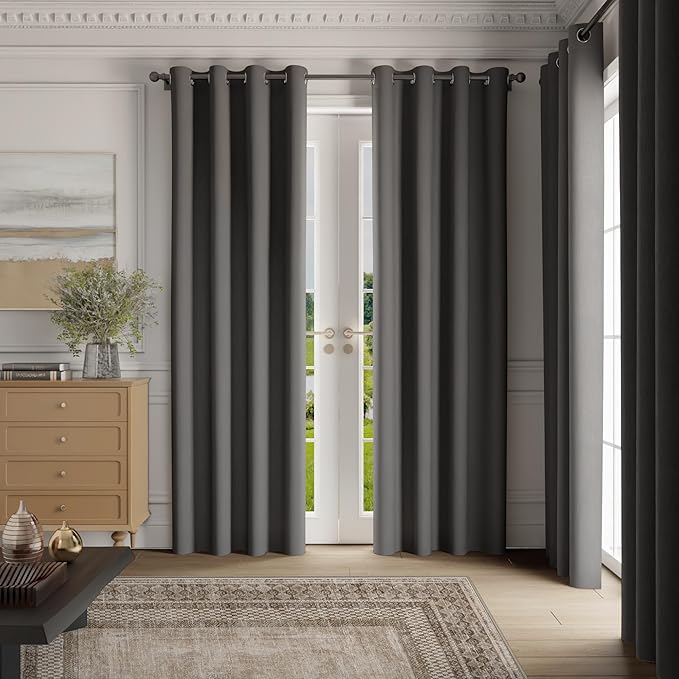 NICETOWN Room Darkening Draperies Curtains Panels, 2 Panels Grey W52 x L84