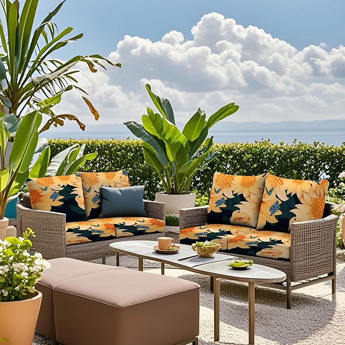 Outdoor Cushion Covers Set,8PCS Patio Furniture Couch Seat Slipcovers, Replacement for Sofa Sectional Chair(Cover,Only)