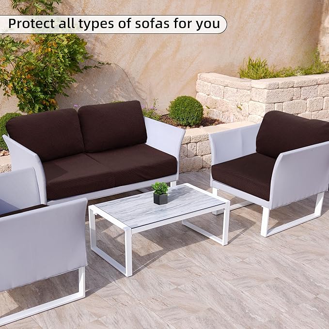 Outdoor Cushion Covers Set,8PCS Patio Furniture Couch Seat Slipcovers, Replacement for Sofa Sectional Chair(Cover,Only)
