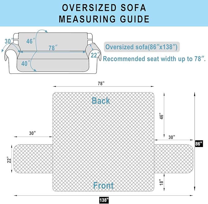 Reversible Oversized Sofa Covers Couch Cover Furniture Protector for Dogs Elastic Straps Water Resistant(XLSofa,Brown/Beige)