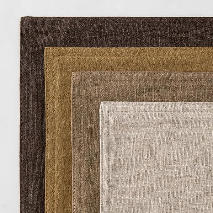 MIULEE Neutral Gold/Brown Linen Pillow Covers Pack of 4 Decorative Natural Throw Pillow Covers Soft Accent Boho Farmhouse Couch Pillowcases Modern Spring Decors for Living Room Bed Sofa 20x20 Inch