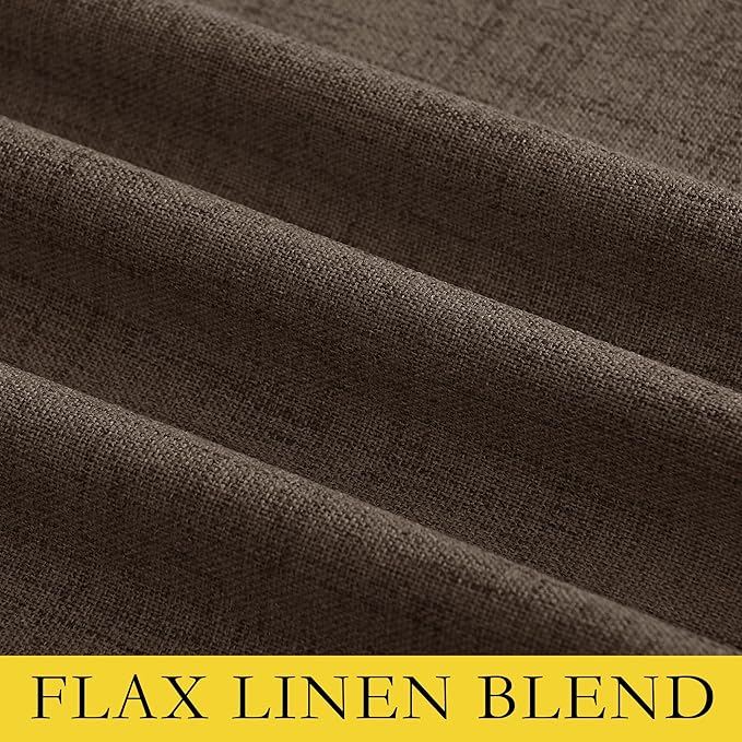 NICETOWN Coffee Vintage Linen 100% Blackout Curtains for Living Room, Thermal Insulated Curtains 102“ Long, Noise Reducing Window Treatment Drapes for Home Office, 62" Wide Per Panel, Set of 2