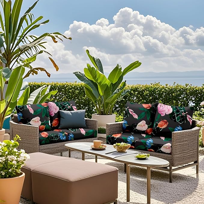 Outdoor Cushion Covers Set,8PCS Patio Furniture Couch Seat Slipcovers, Replacement for Sofa Sectional Chair(Cover,Only)