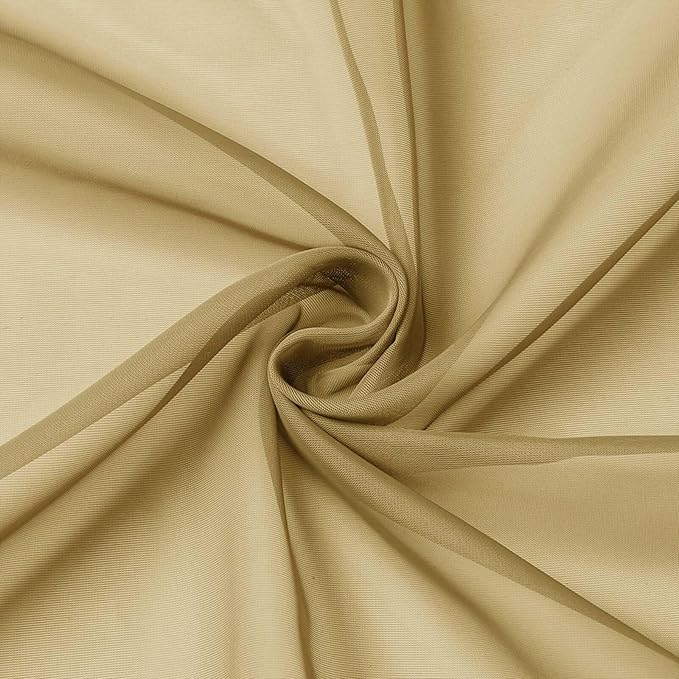 Gold Sheer Curtains 84 Inches Long 2 Panels Set for Bedroom Living Room, Soft Airy Light Filtering Modern Solid Rod Pocket Drapes Window Treatments, Gold, Each 59" W x 84" L