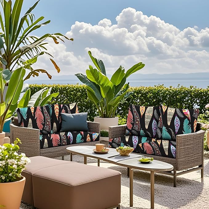 Outdoor Cushion Covers Set,8PCS Patio Furniture Couch Seat Slipcovers, Replacement for Sofa Sectional Chair(Cover,Only)