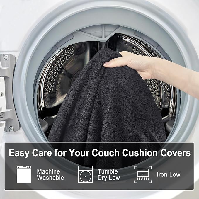 Leather Look Couch Cushion Covers Sofa Seat Slipcovers Sets Couches Furniture Protector for Sectional Armchair Loveseat Pets Kids Stretch Spandex Fabric (3 Cushion XL Sofa, Dark Grey)