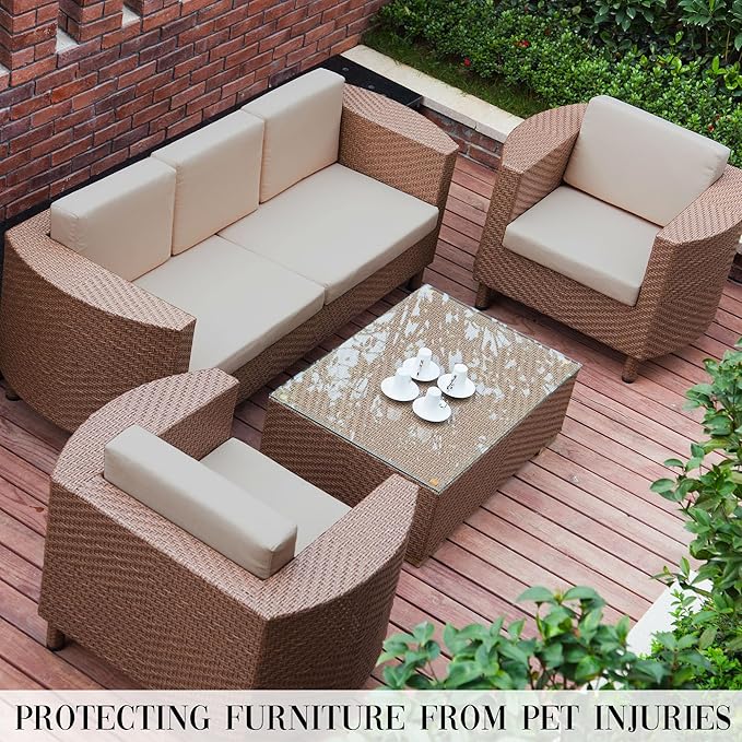 Outdoor Cushion Covers Set,14PCS Patio Furniture Couch Seat Slipcovers, Replacement for Sofa Sectional Chair(Cover,Only)