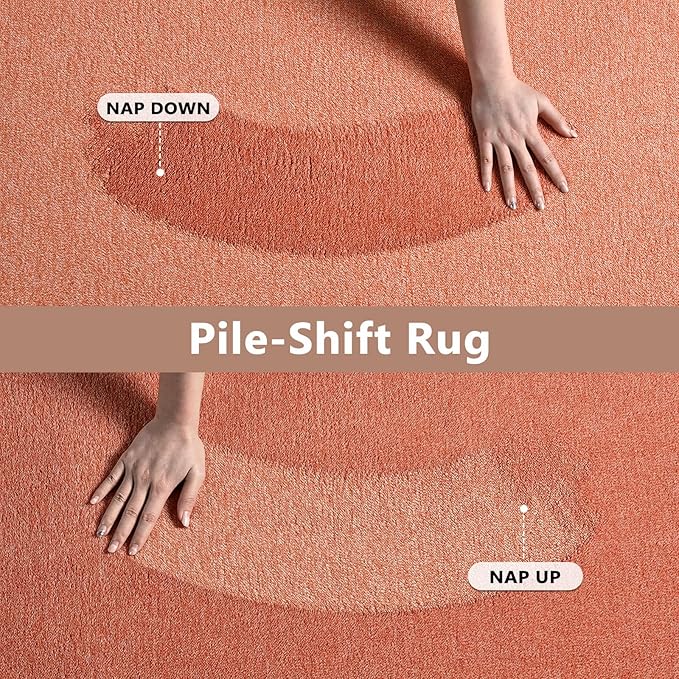 FinRèc 5x7 Washable Area Rugs for Bedroom Living Room, Low Pile Thin Rug Solid Color, Non-Slip Carpet Indoor for Home Decor (Orange)