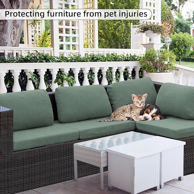 Outdoor Cushion Covers Set,8PCS Patio Furniture Couch Seat Slipcovers, Replacement for Sofa Sectional Chair(Cover,Only)