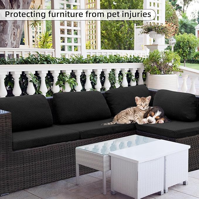 Outdoor Cushion Covers Set,8PCS Patio Furniture Couch Seat Slipcovers, Replacement for Sofa Sectional Chair(Cover,Only)