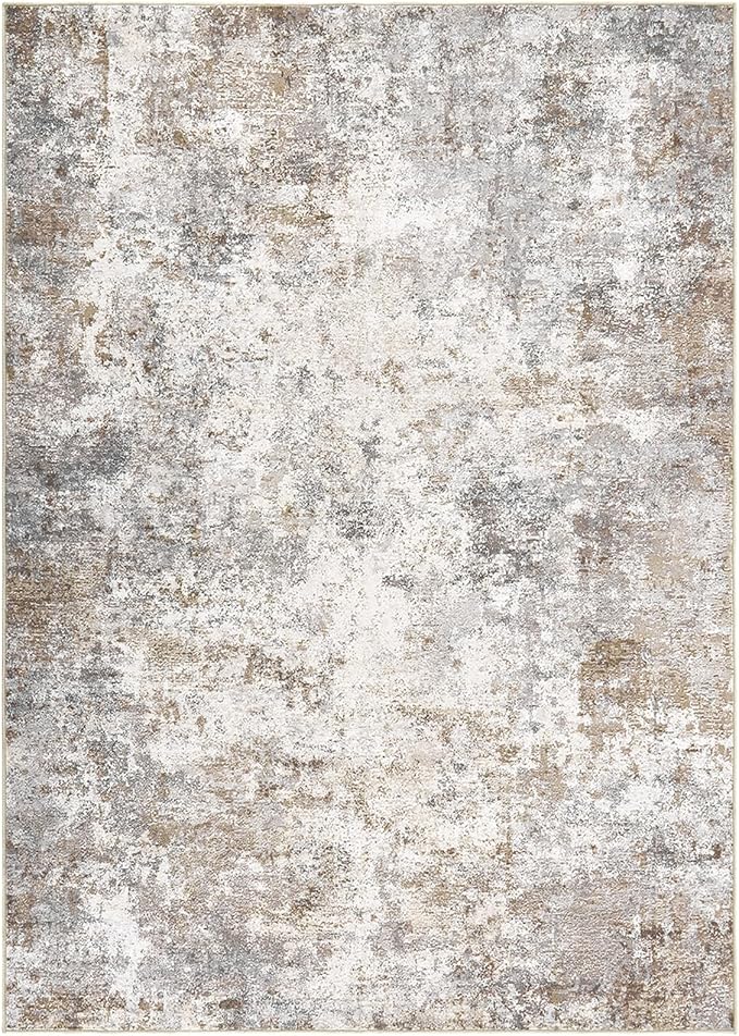 7x9 Area Rug Living Room Rugs - Washable Neutral Modern Abstract Soft Thin Large Rug Indoor Floor No Slip Rug Carpet for Bedroom Under Dining Table Home Office Decor - Brown Grey