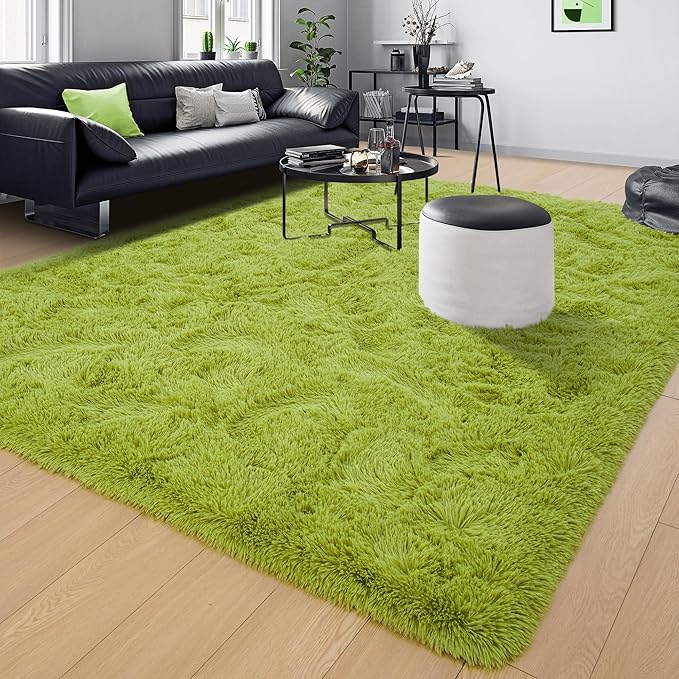 Tepook Area Rugs 9x12 for Living Room, Super Soft Fluffy Rugs for Bedroom, Modern Shaggy Rug Fuzzy Carpets for Kids, Plush Indoor Nursery Home Decor Rug with Non-Slip Bottom, Grass Green