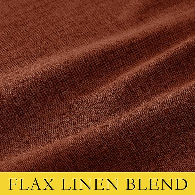 NICETOWN 100% Absolutely Blackout Linen Curtains with Thermal Insulated Liner, 62" Wide, 2 Panels, 108" Long Drapes, Grommet Retro Burnt Orange Linen Curtains Vertical Drapes Privacy for Bedroom